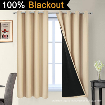 Beige 100% Blackout Curtains 63 Inch Long